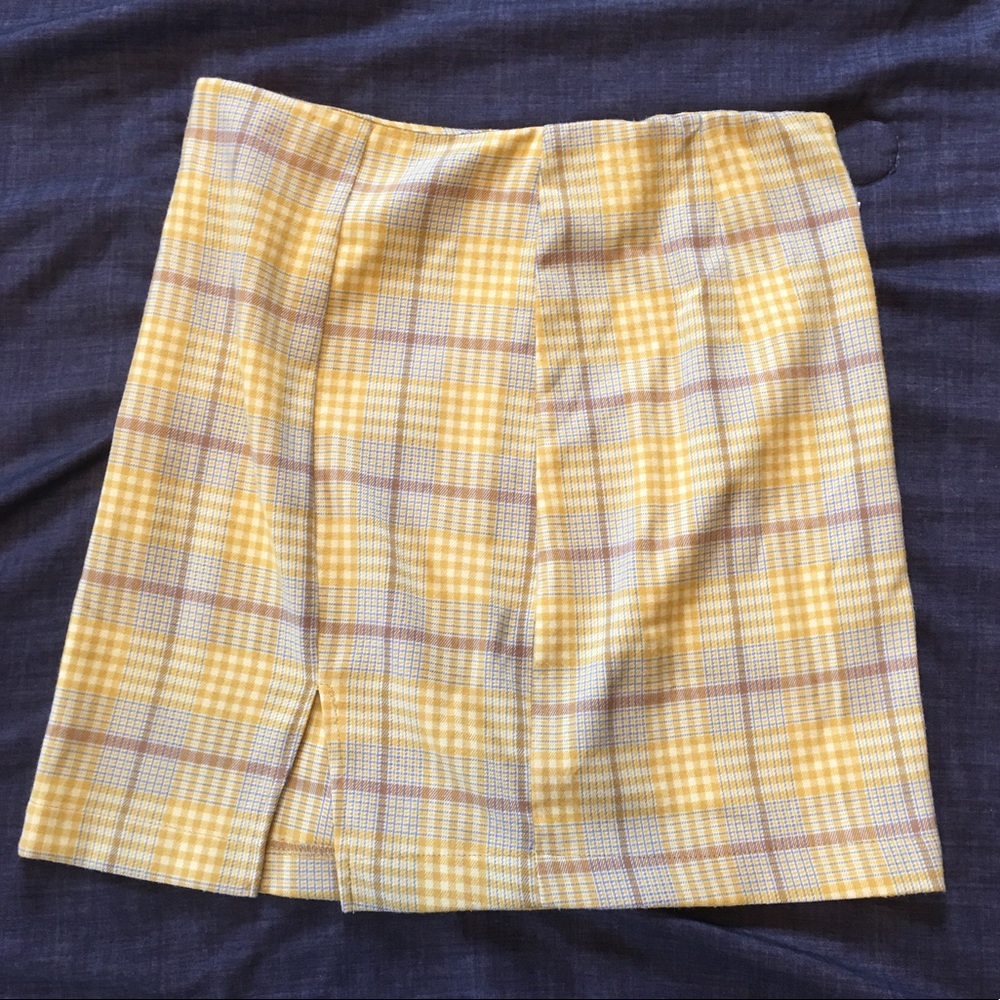 Wild Fable Pastel Yellow Plaid Mini Skirt Size 2